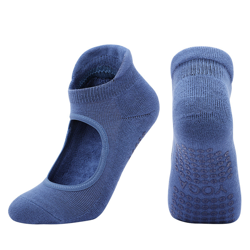 【Yoga Socks】A4深蓝-女士毛圈圆头瑜伽普拉提运动袜
