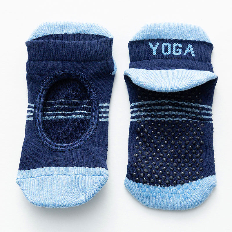 【Yoga Socks】A2青蓝-女士撞色毛圈圆头瑜伽普拉提运动袜