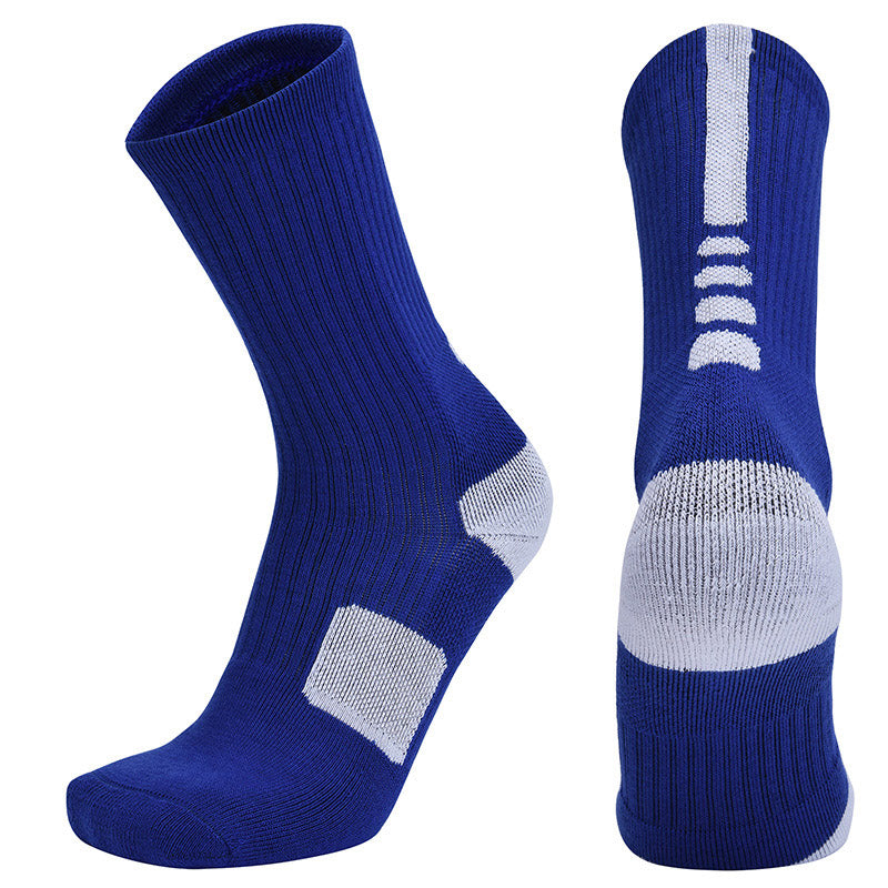 【Basketball Socks】A1蓝白-男女通用毛圈长筒篮球运动袜