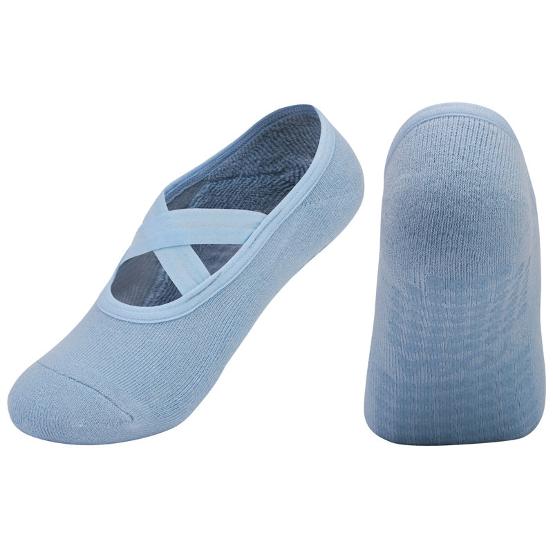 【Yoga Socks】Q2浅蓝-女士毛圈圆头瑜伽普拉提运动袜