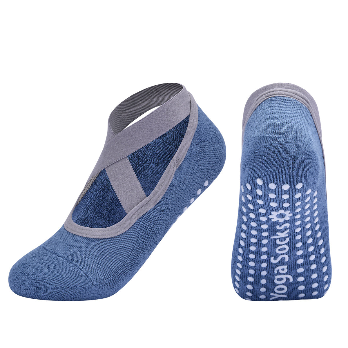 【Yoga Socks】Q3深蓝-女士毛圈圆头瑜伽普拉提运动袜