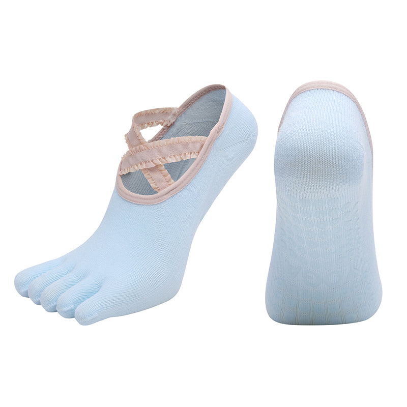 【Yoga Socks】W1浅蓝-女士五指瑜伽普拉提运动袜