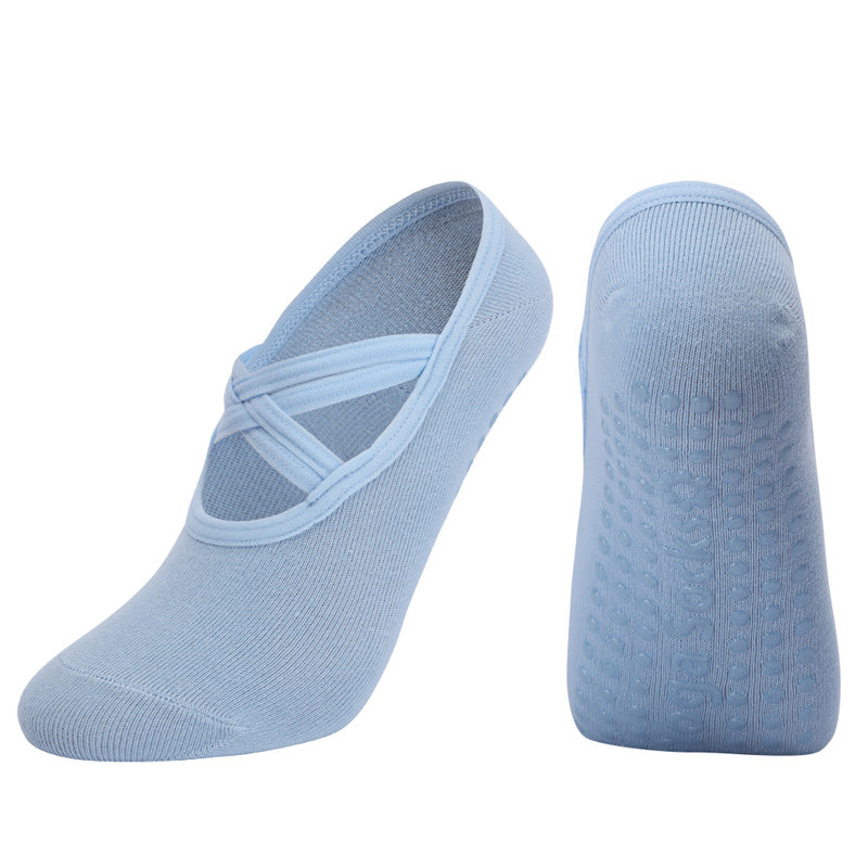 【Yoga Socks】H7浅蓝-女士圆头瑜伽普拉提运动袜