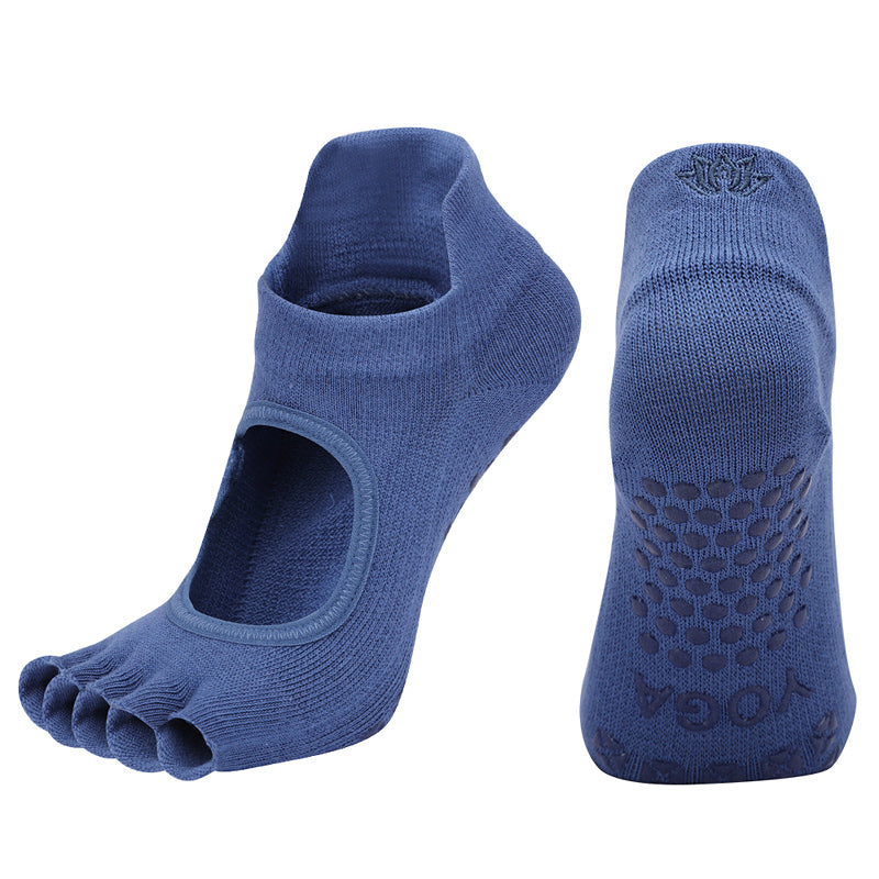 【Yoga Socks】C1深蓝-女士刺绣半趾瑜伽普拉提运动袜