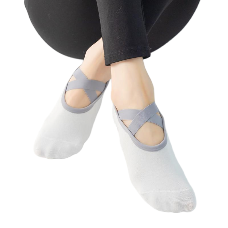 【Yoga Socks】H6白色-女士圆头瑜伽普拉提运动袜