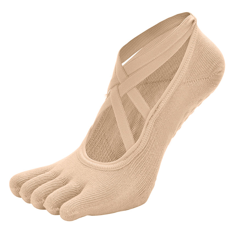 【Yoga Socks】W9米色-女士五指瑜伽普拉提运动袜