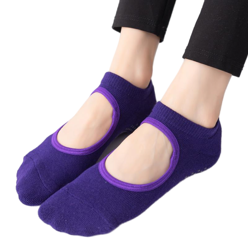 【Yoga Socks】A1紫罗兰-女士毛圈圆头瑜伽普拉提运动袜