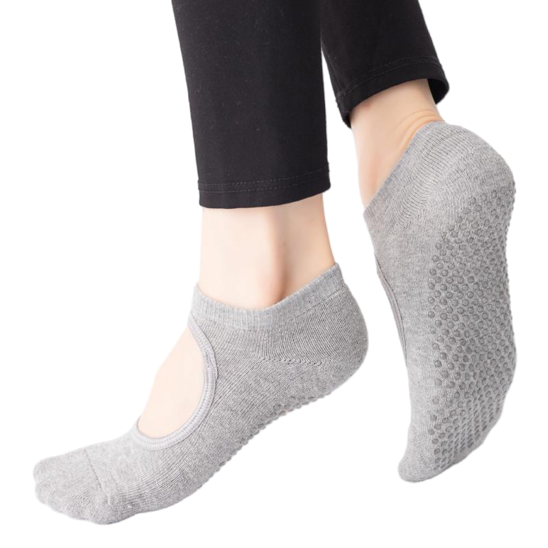 【Yoga Socks】A1浅麻灰-女士毛圈圆头瑜伽普拉提运动袜
