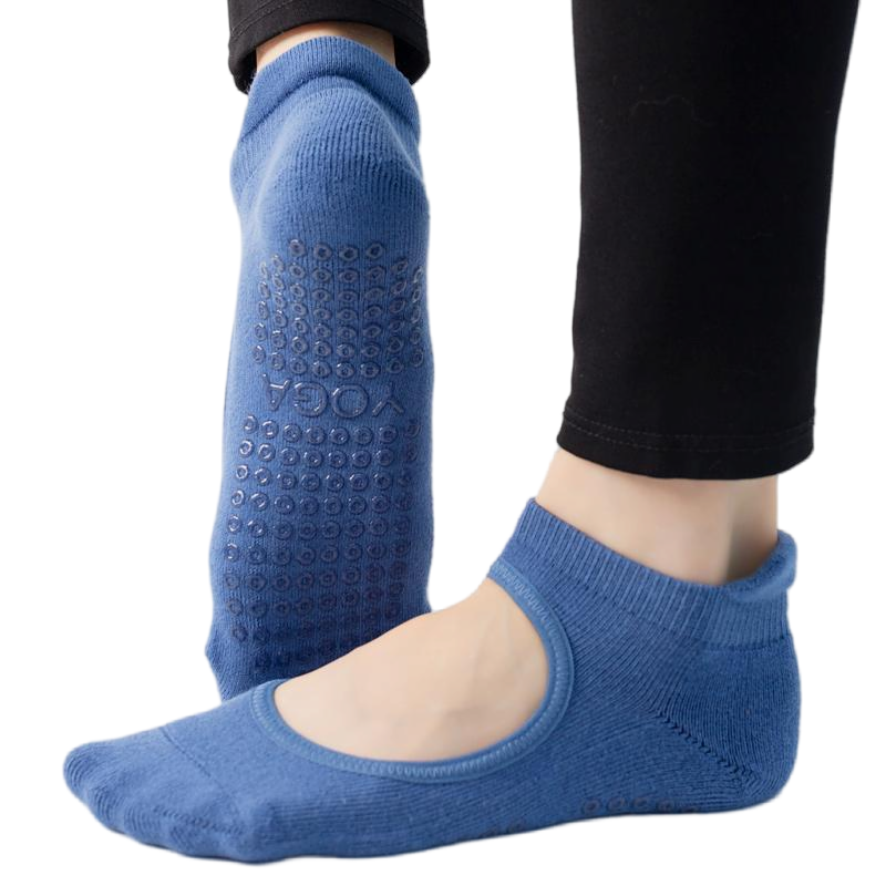 【Yoga Socks】A4深蓝-女士毛圈圆头瑜伽普拉提运动袜