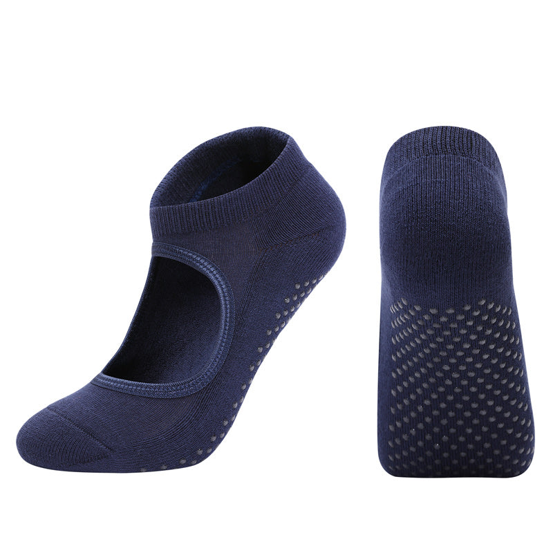 【Yoga Socks】A1藏青-女士毛圈圆头瑜伽普拉提运动袜