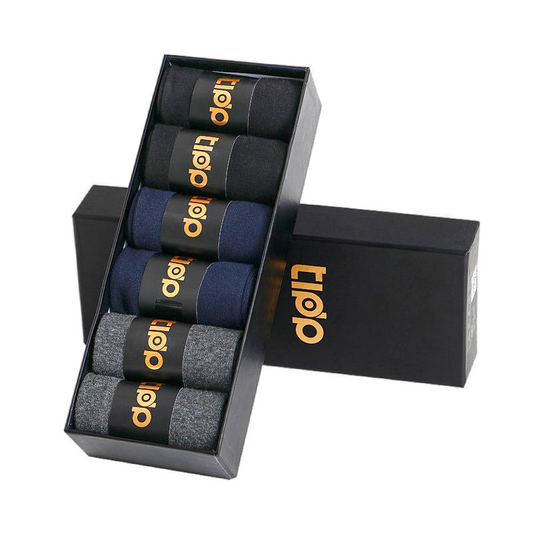 TAZK men's 6 pairs of mid-tube business gentleman socks A1 black blue gray