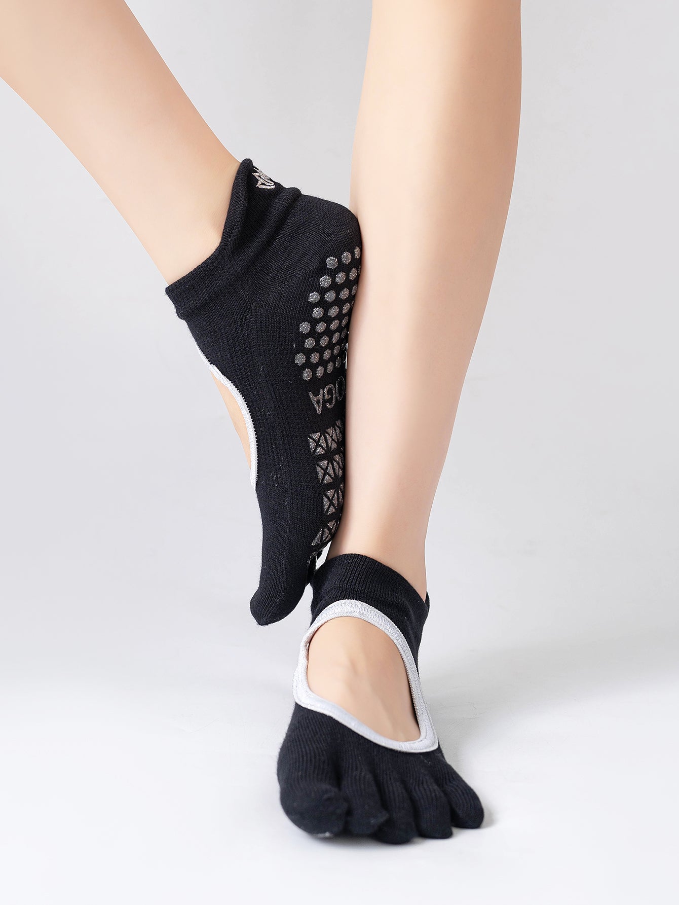 【Yoga Socks】V3黑银-女士五指瑜伽普拉提运动袜