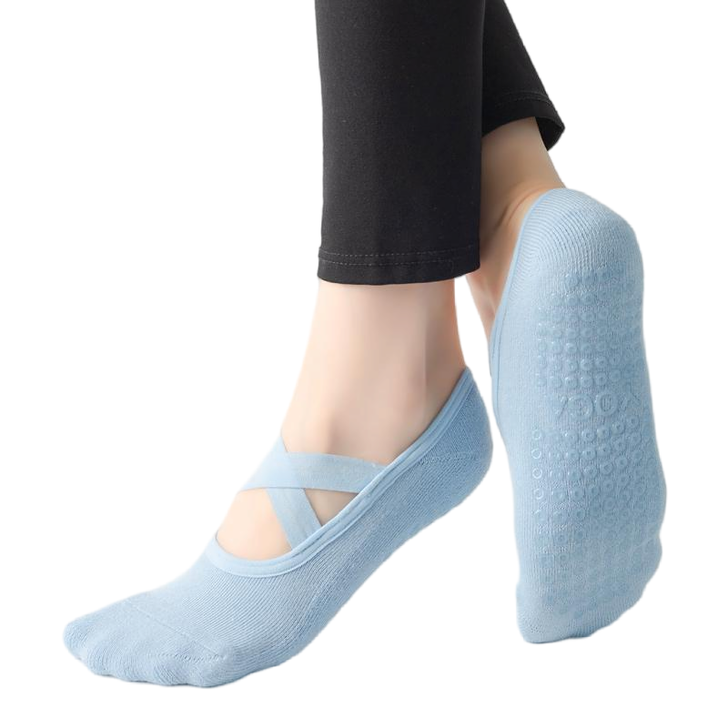 【Yoga Socks】Q2浅蓝-女士毛圈圆头瑜伽普拉提运动袜