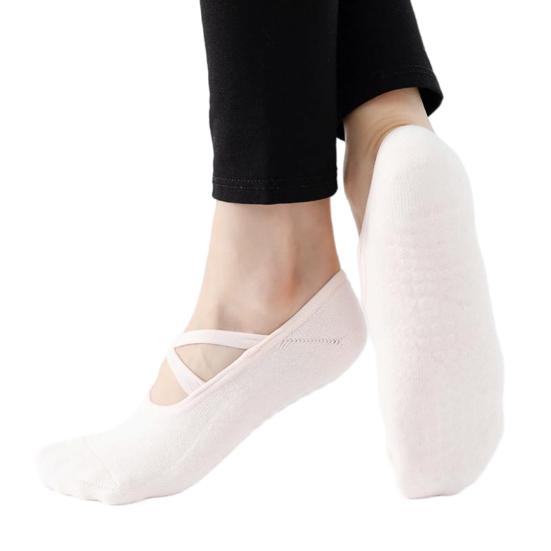 【Yoga Socks】Q2浅粉-女士毛圈圆头瑜伽普拉提运动袜