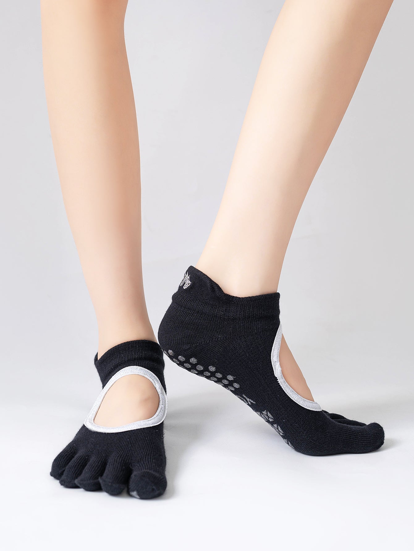 【Yoga Socks】V3黑银-女士五指瑜伽普拉提运动袜