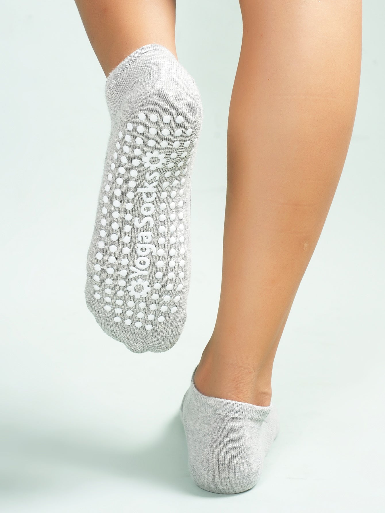 【Yoga Socks】E2浅麻灰-女士圆头瑜伽普拉提运动袜