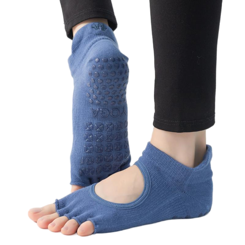 【Yoga Socks】C1深蓝-女士刺绣半趾瑜伽普拉提运动袜