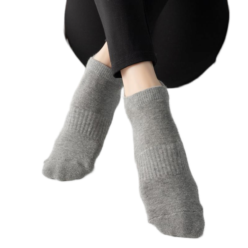 【Yoga Socks】D1浅麻灰-女士毛圈圆头瑜伽普拉提运动袜