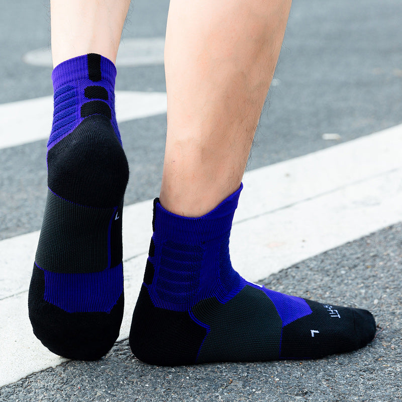 【Basketball Socks】B2紫色-男士毛圈中筒篮球运动袜