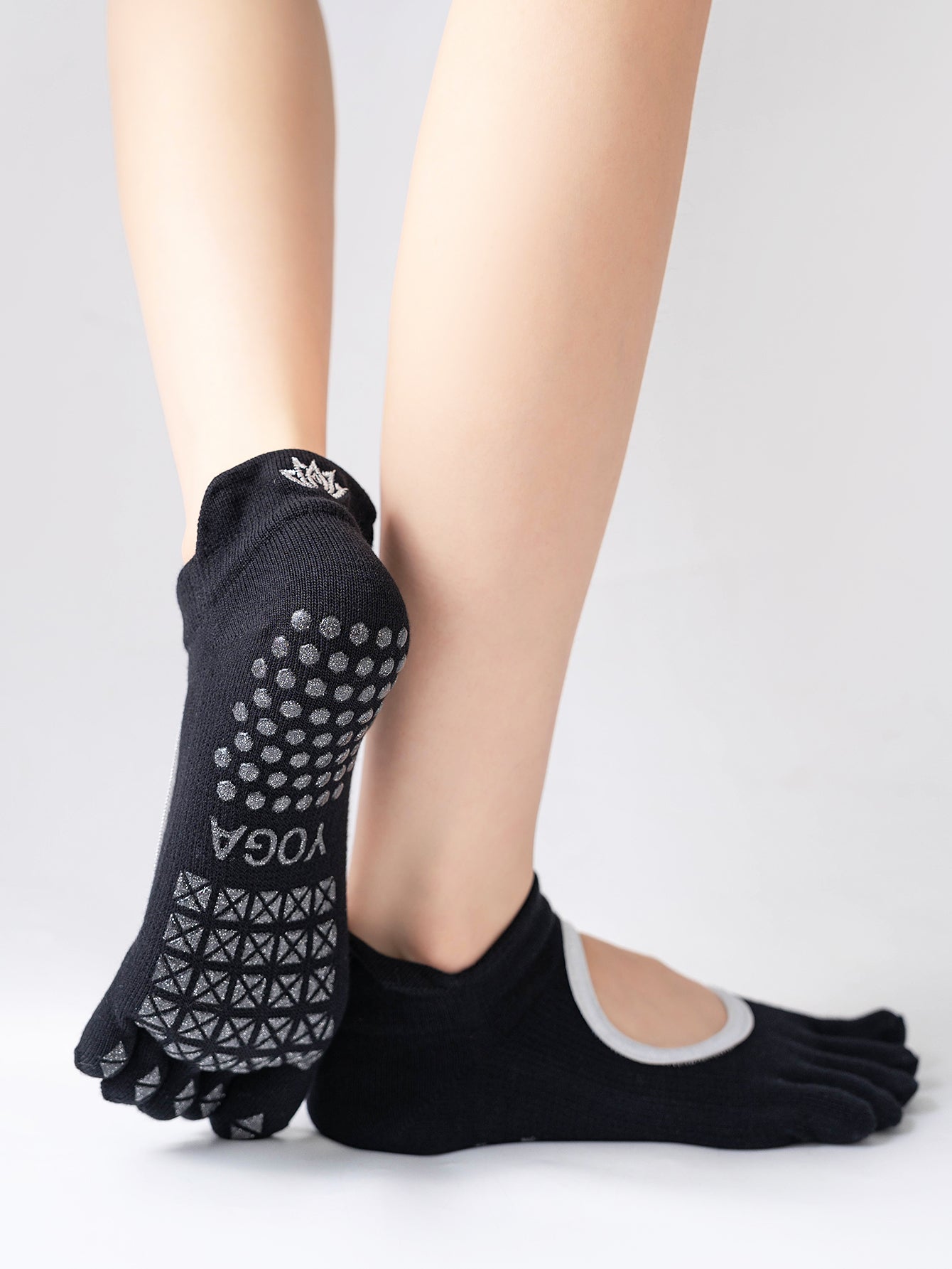 【Yoga Socks】V3黑银-女士五指瑜伽普拉提运动袜