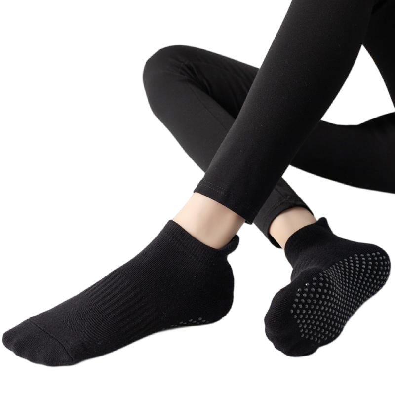 【Yoga Socks】D1黑色-女士毛圈圆头瑜伽普拉提运动袜