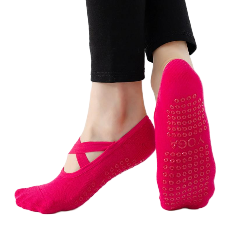 【Yoga Socks】Q2玫红-女士毛圈圆头瑜伽普拉提运动袜