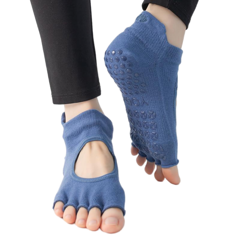 【Yoga Socks】C1深蓝-女士刺绣半趾瑜伽普拉提运动袜