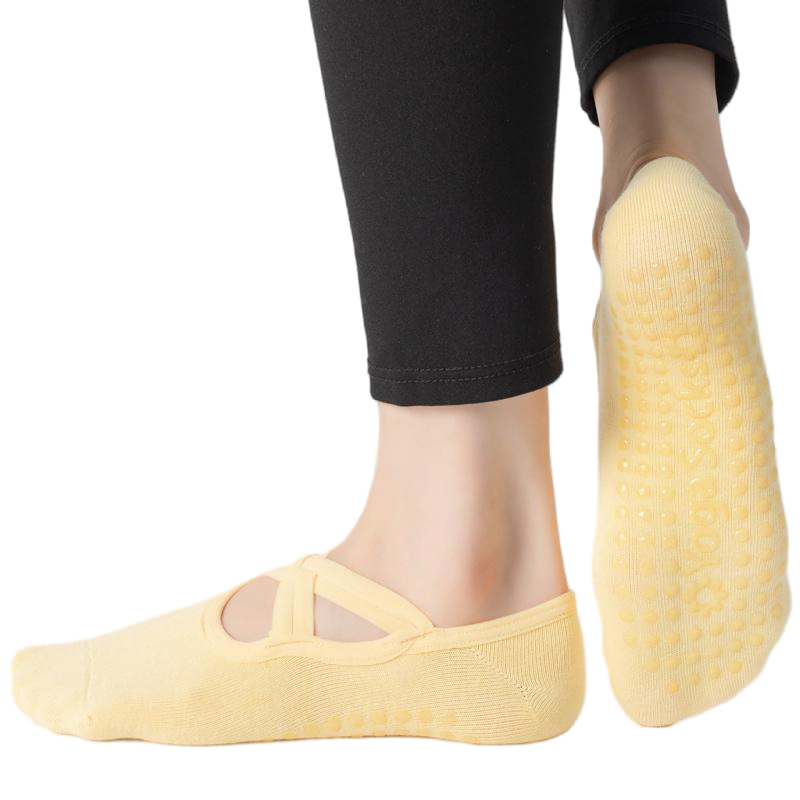 【Yoga Socks】H7黄色-女士圆头瑜伽普拉提运动袜