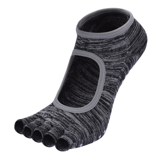 【Yoga Socks】F7灰黑-女士段色半趾瑜伽普拉提运动袜