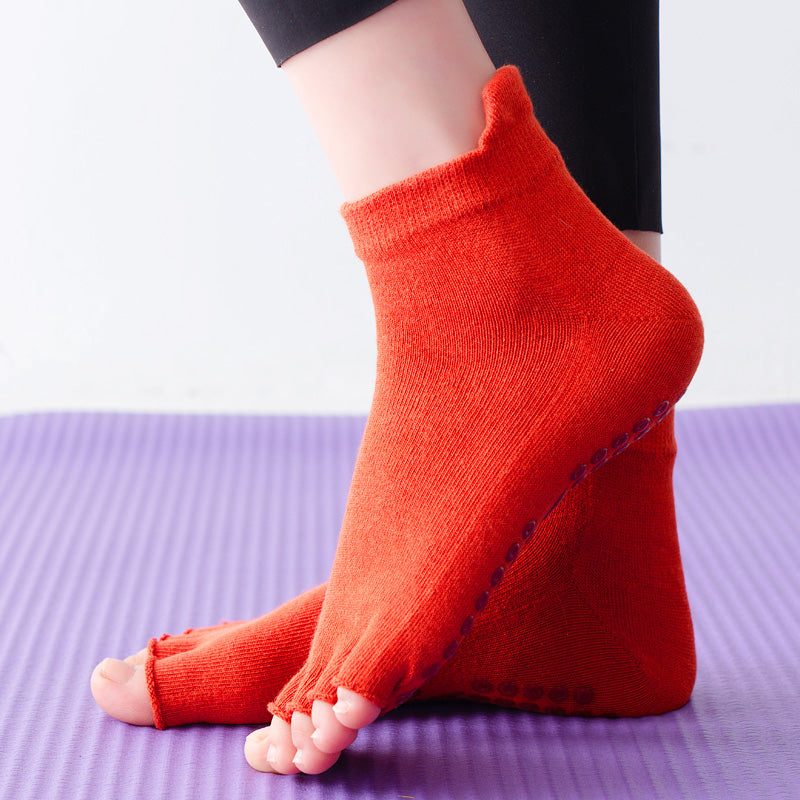 【Yoga Socks】U1中国红-女士半趾瑜伽普拉提运动袜