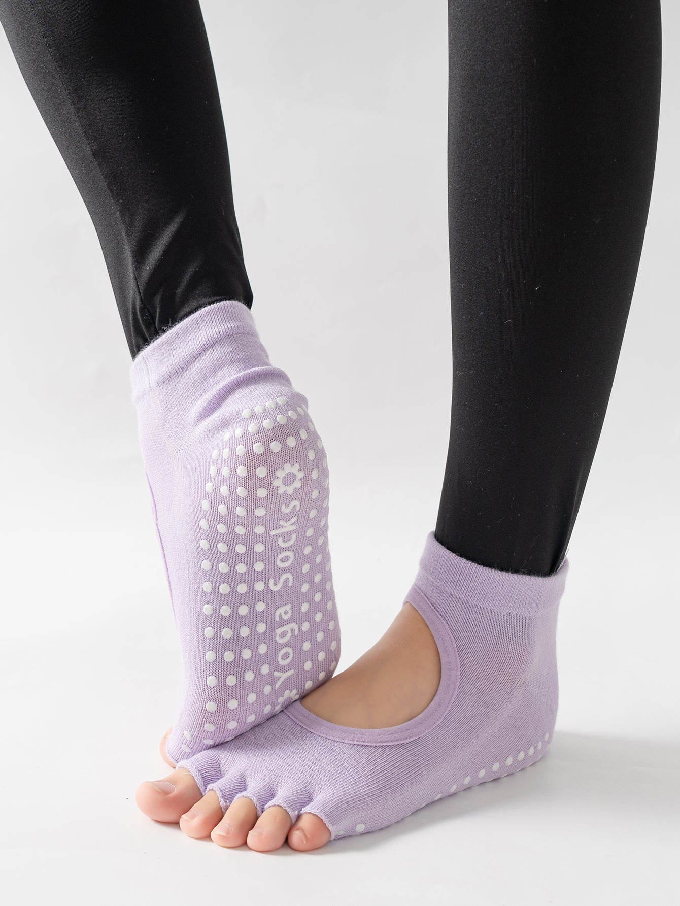 【Yoga Socks】F6浅紫-女士半趾瑜伽普拉提运动袜