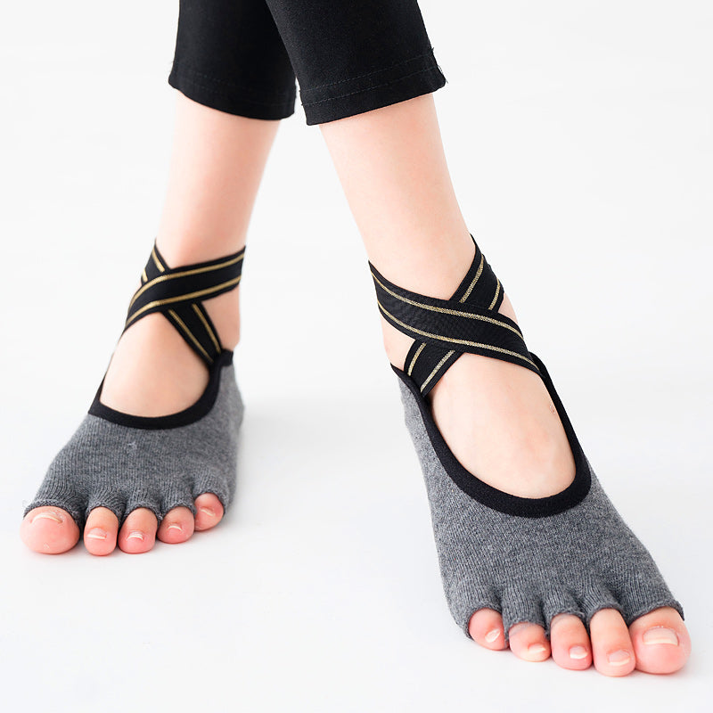 【Yoga Socks】T4深麻灰-女士半趾瑜伽普拉提运动袜