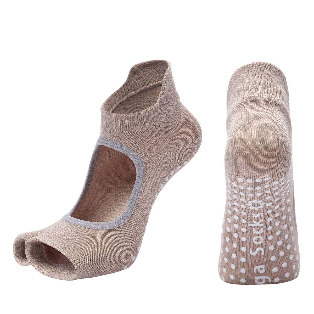 【Yoga Socks】J5米色-女士二指瑜伽普拉提运动袜