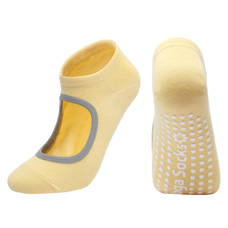 【Yoga Socks】E2黄色-女士圆头瑜伽普拉提运动袜