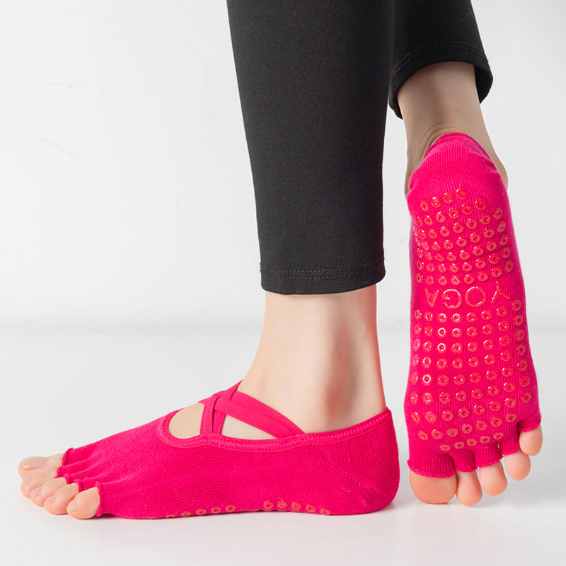 【Yoga Socks】T2玫红-女士半趾瑜伽普拉提运动袜