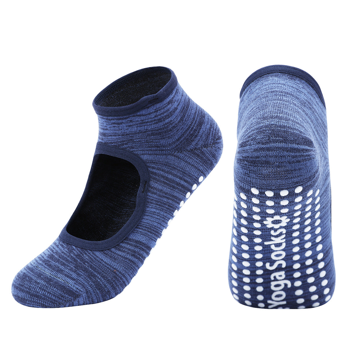 【Yoga Socks】E4青蓝-女士段色圆头瑜伽普拉提运动袜