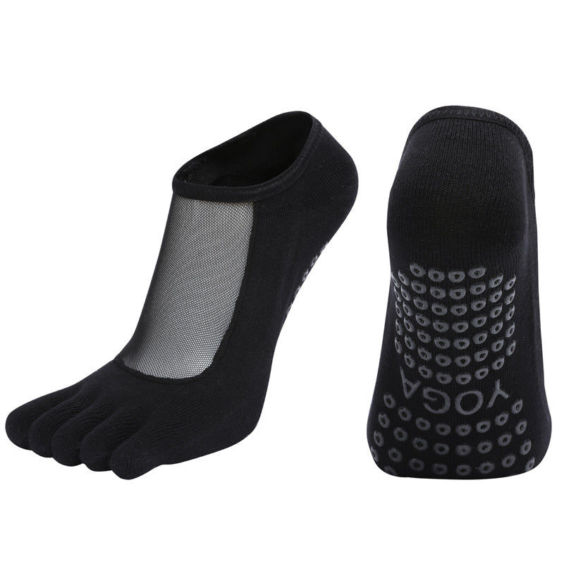 【Yoga Socks】W5黑色-女士网纱五指瑜伽普拉提运动袜