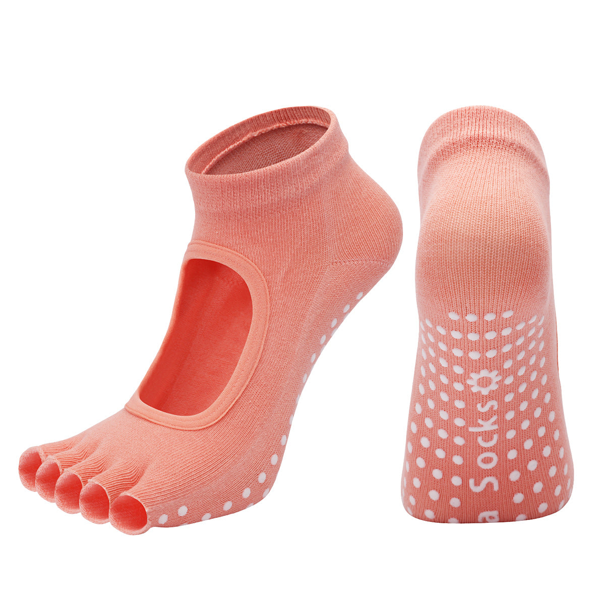 【Yoga Socks】F6珊瑚橙-女士半趾瑜伽普拉提运动袜