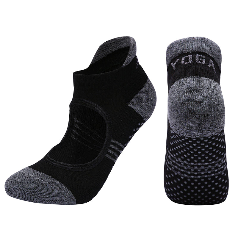 【Yoga Socks】A2黑灰-女士撞色毛圈圆头瑜伽普拉提运动袜