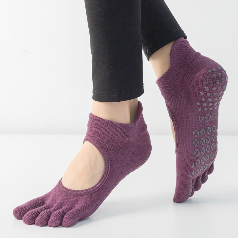 【Yoga Socks】V1紫红-女士五指瑜伽普拉提运动袜