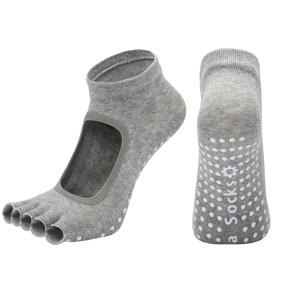 【Yoga Socks】F6浅麻灰-女士半趾瑜伽普拉提运动袜