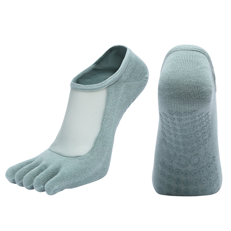 【Yoga Socks】W5孔雀绿-女士网纱五指瑜伽普拉提运动袜