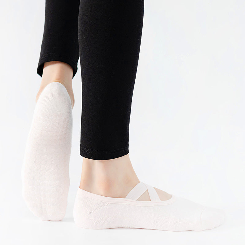 【Yoga Socks】Q2浅粉-女士毛圈圆头瑜伽普拉提运动袜
