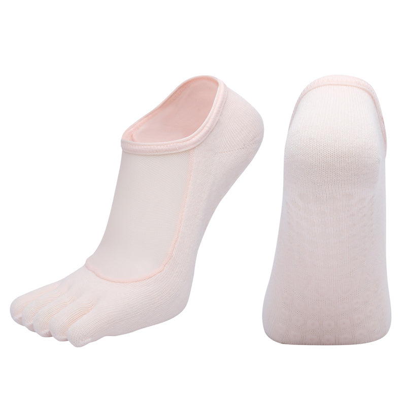 【Yoga Socks】W5浅粉-女士网纱五指瑜伽普拉提运动袜