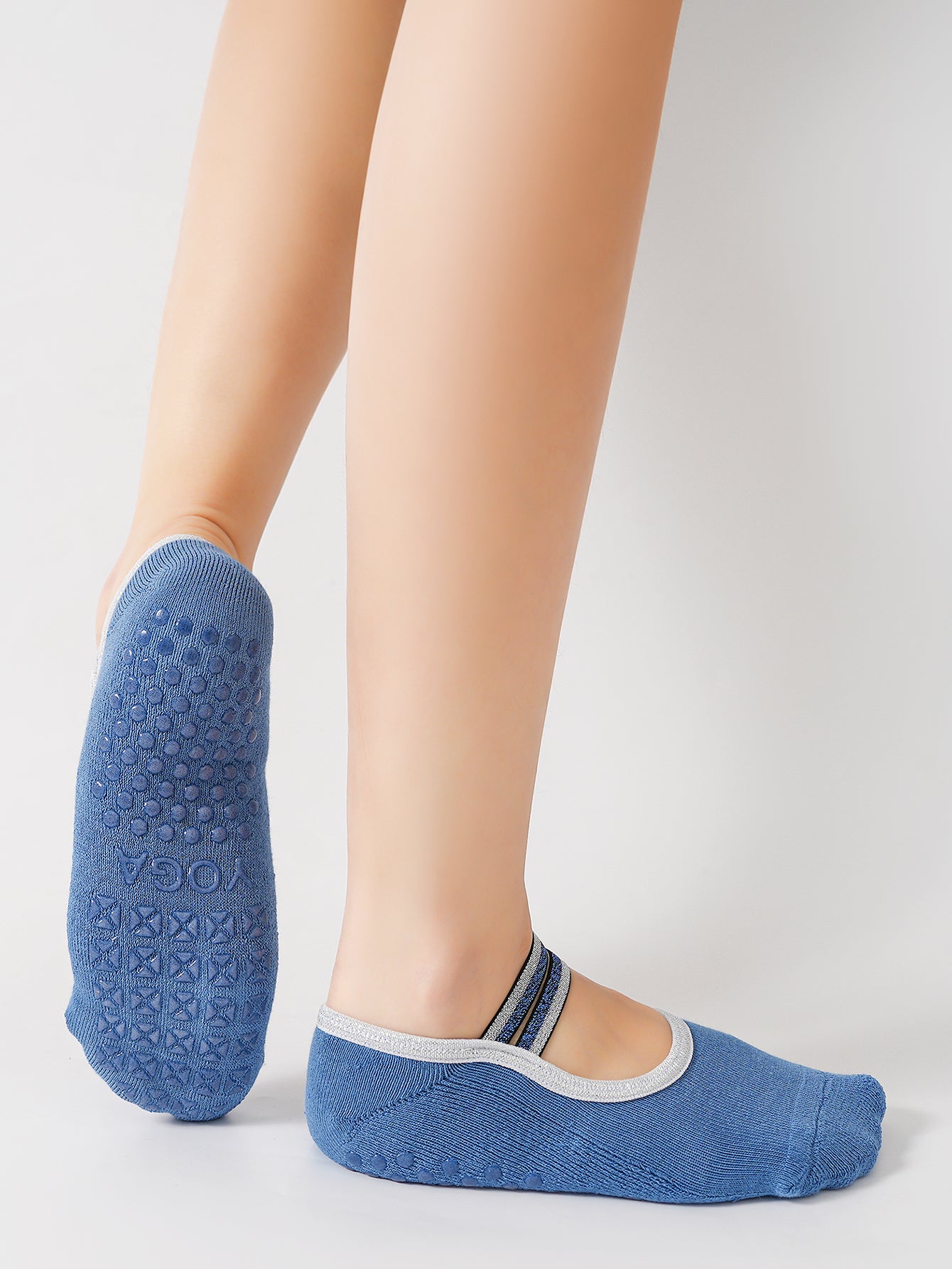 【Yoga Socks】Q4深蓝-女士毛圈圆头瑜伽普拉提运动袜