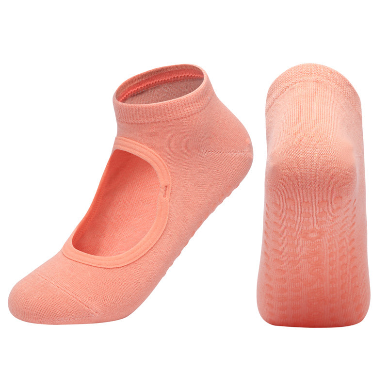 【Yoga Socks】K1珊瑚橙-女士圆头瑜伽普拉提运动袜