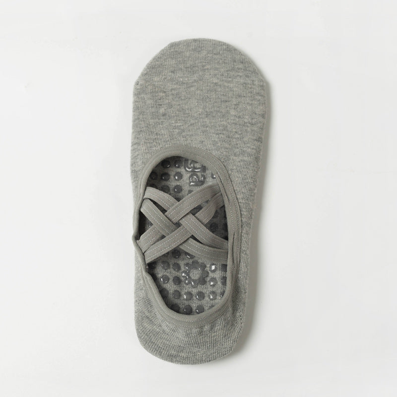 【Yoga Socks】H7浅麻灰-女士圆头瑜伽普拉提运动袜