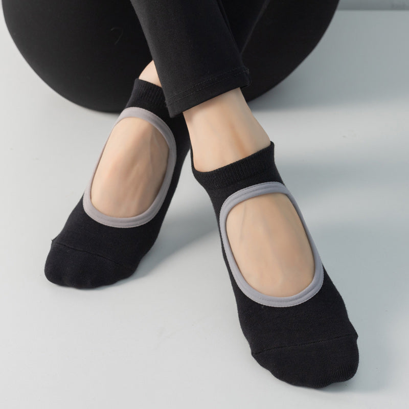【Yoga Socks】B2黑色-女士圆头瑜伽普拉提运动袜