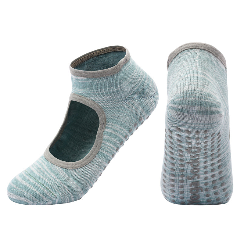 【Yoga Socks】E3绿灰-女士段色圆头瑜伽普拉提运动袜
