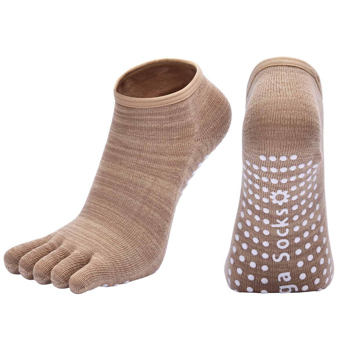【Yoga Socks】G7米色-女士段色五指瑜伽普拉提运动袜